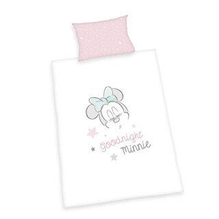 Herding Minnie Mouse Bio-Bettwäsche-Set, GOTS-zertifiziert, Wendemotiv, Kopfkissenbezug 40 x 60 cm mit Hoteleinschlag, Bettbezug 100 x 135 cm mit leichtläufigem Reißverschluss, Baumwolle/Renforcé