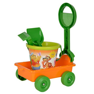 Simba 107132452 - Sandwagen gefüllt, Länge 31cm, 6 Teile, Eimer, Wagen, Schaufel, Rechen, 2x Sandform, Sandkasten, Sandspielzeug