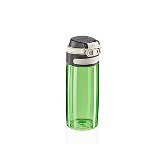 Leifheit Tritanflasche Flip 550ml, 100% dichte Sportflasche, Öffnen mit einer Hand, leichte und bruchsichere Trinkflasche mit Filter für Fruchteinsatz, nachhaltige Wasserflasche, BPA frei, grün