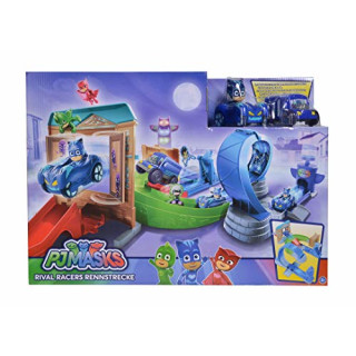 Simba 109402229 - PJ Masks Rival Racers Rennstrecke/ mit Looping/ mit Catboy und Katzenflitzer/ mit Ninja Bus/ mit 25 Streckenteilen