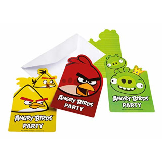 6 Einladungskarten Angry Birds