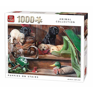 King 13.662,7 cm Welpen auf Treppen Puzzle (1000 Teile)