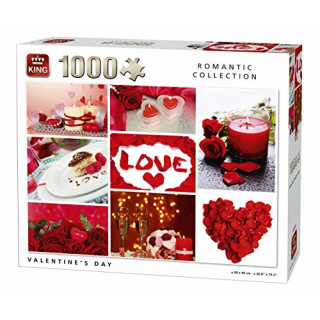 KING 5764 Puzzle 1000 Teile Romantic Collection Valentines Day, rot, 68 x 49 cm