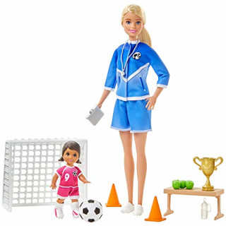 Barbie GLM47 - Fußballtrainerin Spielset mit Puppe (blond) und Zubehör, Spielzeug ab 3 Jahren