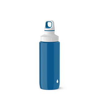 Emsa N30103 Trinkflasche Drink2Go Light Steel | 0,6 L | Edelstahl | Schraubverschluss | 100% auslaufsicher & spülmaschinenfest | Blue