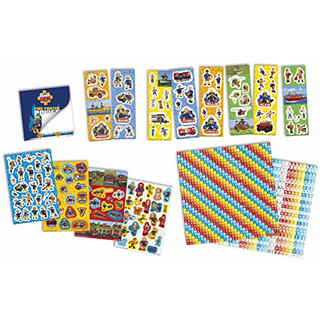 Feuerwehrmann Sam Stickerbox mit über 1000 verschiedenen Motiven von Fireman Sam mit coolen Zeichen- und Stickerblock