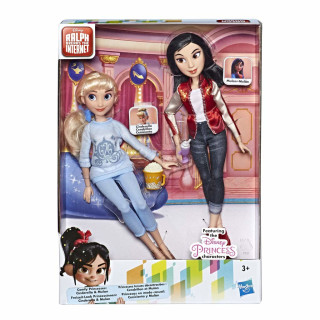 Disney Prinzessinnen Comfy Squad Cindarella und Mulan, Puppen zum Film Chaos im Netz mit Freizeit-Outfit und Zubehör