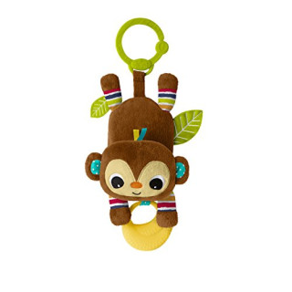 Bright Starts Spielzeug zum Anbringen an den Kinderwagen, Affe, durch Ziehen lacht der Affe