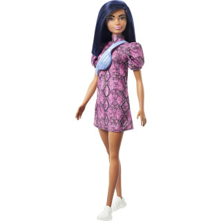 Barbie GXY99 - Fashionista Puppe im Schlangenmuster Kleid, Spielzeug für Kinder von 3 bis 8 Jahren