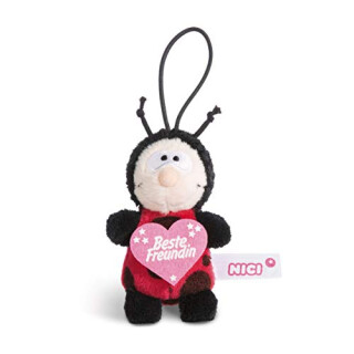 NICI 44857 Ladybird Pendant with German Text "Beste Freund" 8 cm with Loop, Red/Black