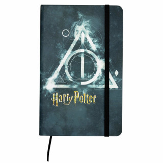 Harry Potter Notizbuch - Heiligtümer des Todes Hardcover liniert 80 Blatt mit Gummiband Schwarz 13 x 21 cm