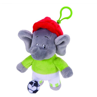 Benjamin Blümchen Kuscheltier Fußballspieler mit Sound und Anhänger 10832, weiche Plüschfigur mit original Stimme und praktischen Clip, ca. 15 cm groß von Jazwares