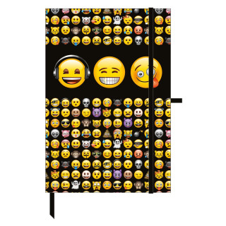 Undercover EMTU0602 - Notizbuch mit Gummizug Emoji, A5, 21 x 14,5 x 1 cm