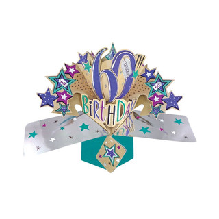 Happy 60th Birthday Pop-Up Grußkarte Original Second Nature 3D Pop up Karten