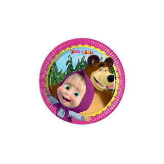 Ciao Procos 86512. – Teller Papier Masha und Bär, Ø20 cm, 8 Stück