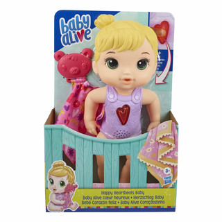 Baby Alive Happy Heartbeats Babypuppe, reagiert auf Spielen mit 10+ Tönen und blinkendem Herz, Spielzeug für Kinder ab 3 Jahren