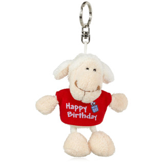 10cmNici 32322 - Schaf weiß T-Shirt Bean Bag Schlüsselanhänger Happy Birthday rot