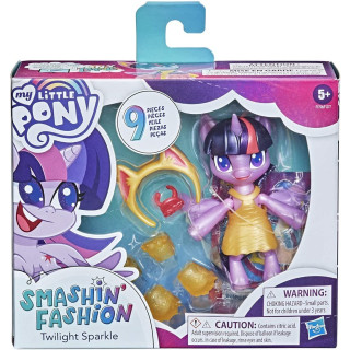 My Little Pony Smashin’ Fashion Schmetter-Pack Twilight Sparkle – bewegliche Figur (7,5 cm) mit Modeaccessoires und Überraschung, 9 Teile