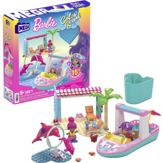 MEGA HHW83 - Barbie Color Reveal Delfinabenteuer Bauset mit mehr als 10 Überraschungen, 2 Mini-Puppen und 2 Delfinen, Konstruktionsspielzeug, Spielzeug-Geschenkset für Kinder ab 5 Jahren