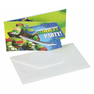 6 Teenage Mutant Ninja Turtles Invite Cards and Envelopes
