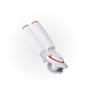 Leifheit Dosenöffner Safety ComfortLine-Serie, für einfaches Öffnen ohne Kraftaufwand, Deckelöffner mit gehärtetem Schneidrad, öffnet Dosen ohne scharfe Kanten, weiß