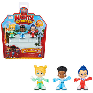 Mighty Express Kinderfiguren 3er Set - mit Gleisstück und Schranke, zur Ergänzung Spielsets, ab 3 Jahren