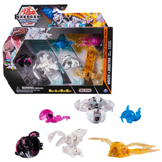 BAKUGAN Evolutions Battle Strike 6er Pack mit 1 Platinum Ball (Haos Wrath), 2 Basic Balls (Darkus Trox, Haos Nillious), 1 Geogan (Aurelus Insectra) & 2 Nanogan (Aquos Blade, Darkus Clutch)