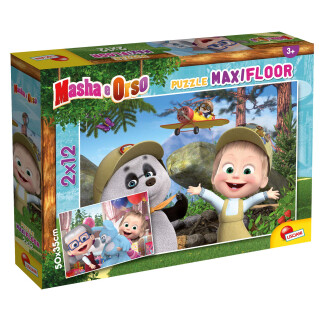 Liscianigiochi Giochi 86122 Liscianigiochi-Masha Maxifloor 2 x 12 piéces Pour Enfants-86122 Puzzle für Kinder