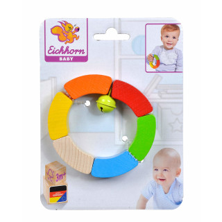 Eichhorn 100017039 Baby Greifling Kreis, geometrischer Greifling zur Förderung der motorischen Fähigkeiten, bunt, aus FSC 100 Prozent zertifiziertem Buchenholz, ab 3 Monaten