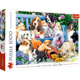 Trefl, Puzzle, Hunde im Garten, 1000 Teile, Premium Quality, für Erwachsene und Kinder ab 12 Jahren