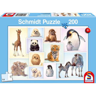 Schmidt Spiele Puzzle 56270 Tierkinder der Wildnis, Kinderpuzzle, 200 Teile