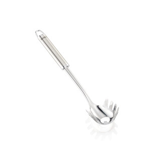 Leifheit Spaghettilöffel Sterling-Serie, Nudellöffel aus rostfreiem Edelstahl in hochwertigem Design, Nudelzange ovalem Griff und praktischer Aufhängeöse, Nudelkelle, Spaghettilöffel, silber