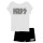 KISS Frauen Pyjama Schlafanzug Set Kurz Oberteil mit Hose Schwarz/Weiß Gr. XL