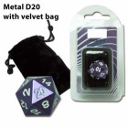 Blackfire Dice - D20 Metal with velvet bag - Purple