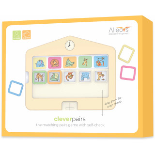 ALLEOVS® CleverPairs Educational Toy for Kids 3 Years Old and Ultra Pro Learn Animals, Letters, Numbers, Colours - Matching Puzzles for Brain Development, Logic, Language, Concentration DE/EN/ES/FR/IT/RU