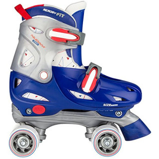 Nijdam Jungen Hardboot Rollerskates Junior Verstellbar, Blau/Rot/Silber, 30-33
