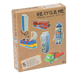 Re Cycle Me DEFG1030 Recycling Bastelspaß für 5 Modelle, Bastelset für 5 Kunstprojekte, Kreativset für Kinder ab 4 Jahre, Set zum Basteln mit Haushaltsmaterialien, Recycle Mich, Bastelmix