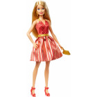Barbie GFF68 - Puppe im rot-goldenen Kleid