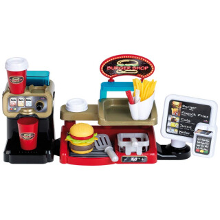 Theo Klein 7307 Burger Shop I Burger with Plug-in System I Accessories I EC Card and Reader with Sound I Toys for Children Aged 3 and over