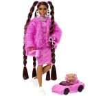 Barbie HHN06 - Extra Puppe (kurvig, braune Haare) mit...