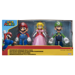 Jakks Pacific Super Mario Mushroom Kingdom Pack Mario Luigi Princess 11 cm Figures, 64511