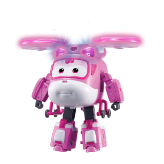 Super Wings EU740434 Dizzy Supercharged Deluxe Character Transformer Toys for 3+ Year Old Boys Girls w/Lights & Sounds, Pink