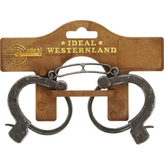 Schrödel J.G. Handschellen Antik aus Kunststoff und Zink für Cowboy-Kostüme, mit Sicherheitshebel zum Öffnen, grau (709 7381)