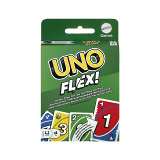Mattel Games UNO Flex - Das klassische Kartenspiel mit Flex-Karten für noch mehr Abwechslung und Spielspaß, Powerkarten zum Farbwechseln und Ziehen von Karten, für 2-6 Spieler ab 7 Jahren, HMY99.