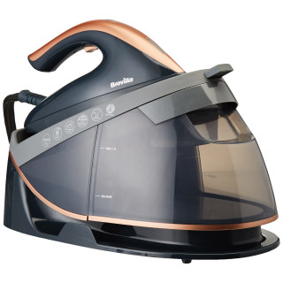 Breville Dampfbügelstation PressXpress soleTEMP | Konstante Dampfleistung 115g/Min. | 2600 W Dampfbügeleisen mit Multidirektionale Bu?gelsohle | Abnehmbarer 1,7L Wassertank | grau & roségold [VIN411X]