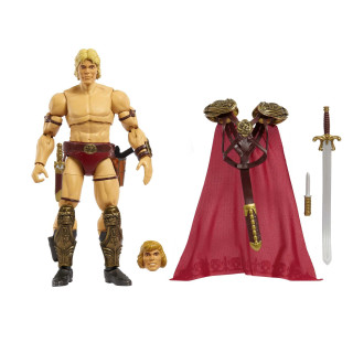 MASTERS OF THE UNIVERSE He-Man - Actionfigur mit 30 beweglichen Gelenken, 2 Köpfen, 2 Paar austauschbaren Händen und Powerschwert, Dolch und Blaster, für Sammler ab 6 Jahren, HLB55
