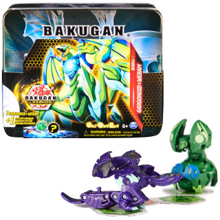 Bakugan Legends 2023 Baku-Tin, hochwertige Metall-Aufbewahrungsbox mit exklusivem Fusions-Bakugan Gargonoid x Webam und einem weiteren Überraschungs-Ball, für Kinder ab 6 Jahren