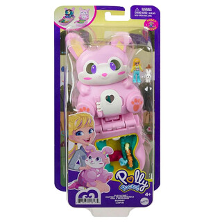 Polly Pocket GTM60 - Drehspaß-Schatulle Hase, zwei Spieloberflächen durch Umklappfunktion, Hasenfigur, Spielzeug ab 4 Jahren