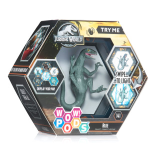 Jurassic World Dinosaurier Wow! PODS - Velociraptor Blau | leuchtende Wackelkopf Figur | Offizieller Jurassic World Dominion Merchandise, Spielzeug und Geschenke für Jungen und Mädchen, ab 5 Jahren