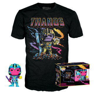 Funko Pop! & Tee: Marvel - Thanos - (BKLT) - Large - (L) - T-Shirt - Kleidung mit Vinyl-Sammelfigur - Geschenkidee - Spielzeug und Kurzärmeliges Top Für Erwachsene Männer und Frauen